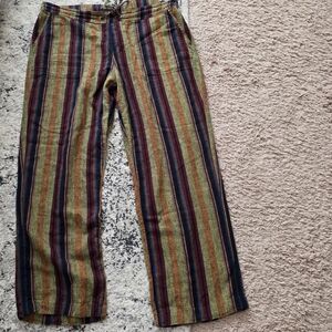 Linen Blend Striped Boho Casual Pants Womns XL For Cynthia Gypsy Festival Stripe